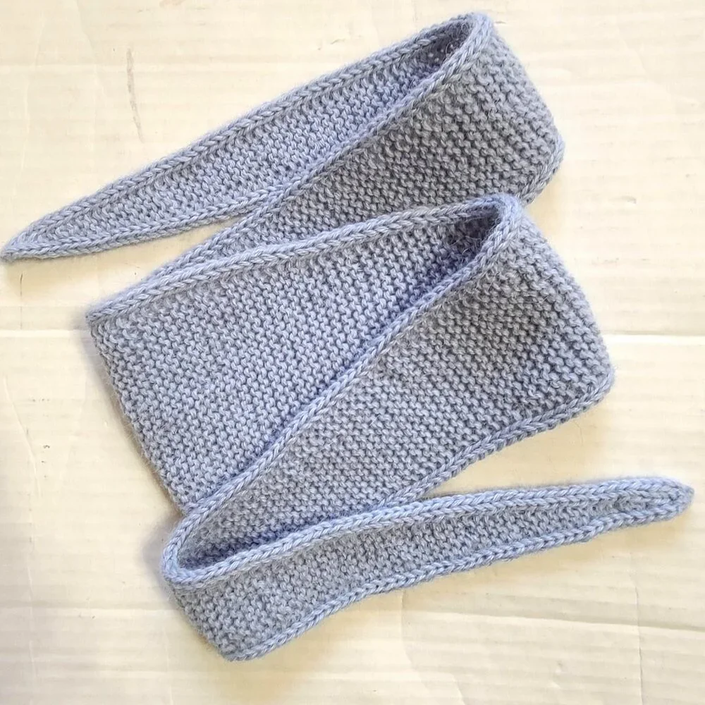 Sophie Scarf Handmade Blue Knit 100% Alpaca Scarf French Style Mini Wrap